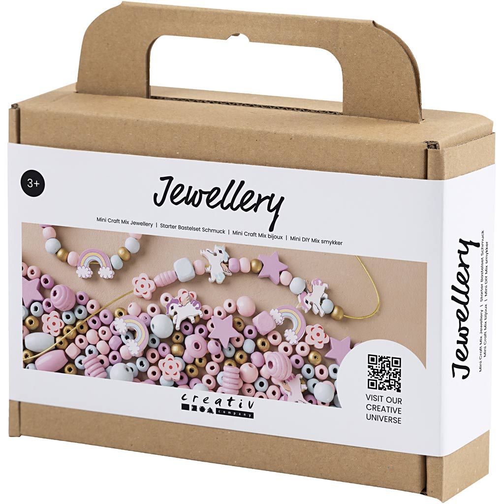 sæt med træperler i pastelfarver til kreativ leg til børn fra 3 år og op