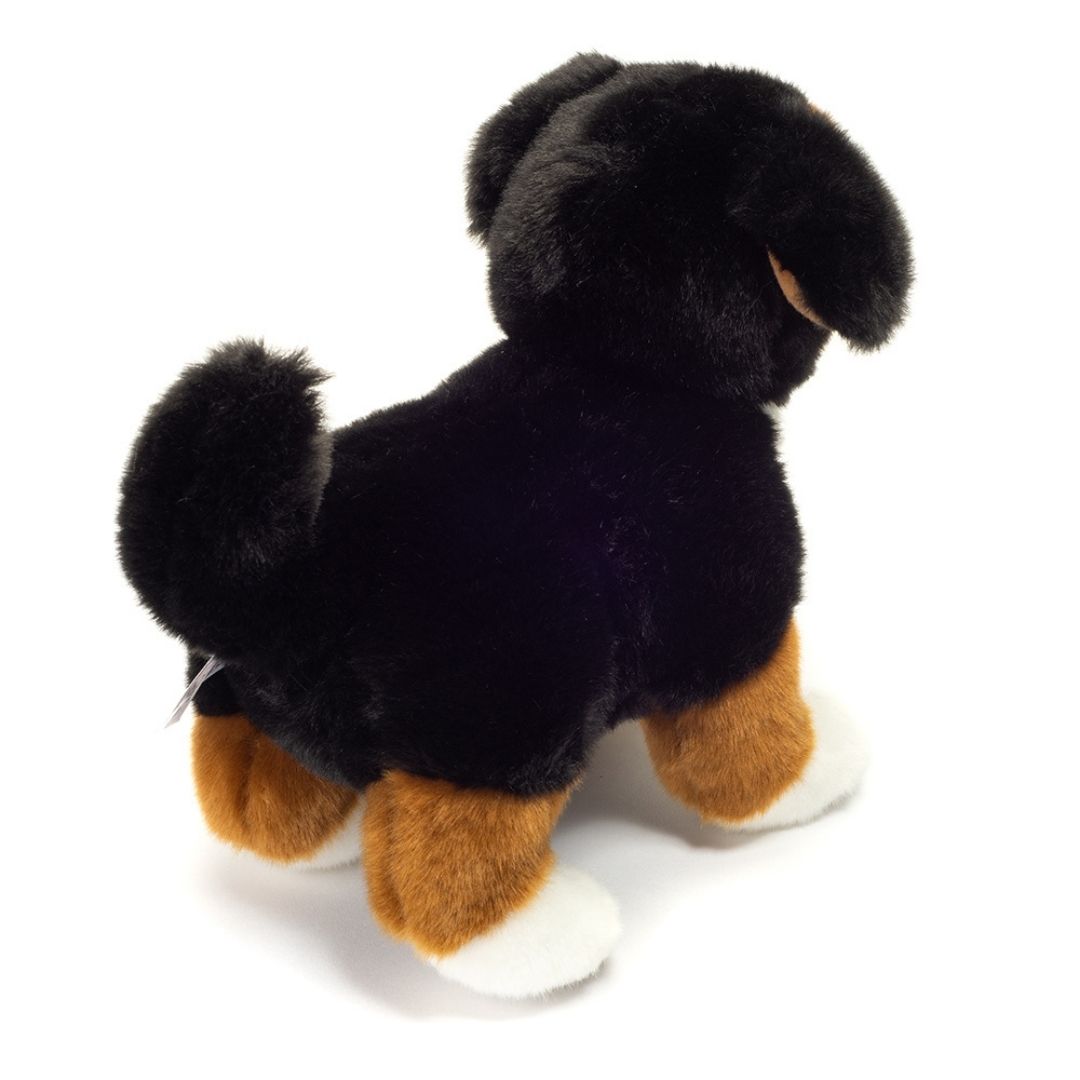 Berner Sennen bamse, set bagfra,ligner ægte hundehvalp, fra Teddy Hermann fås hos Nordic Simply
