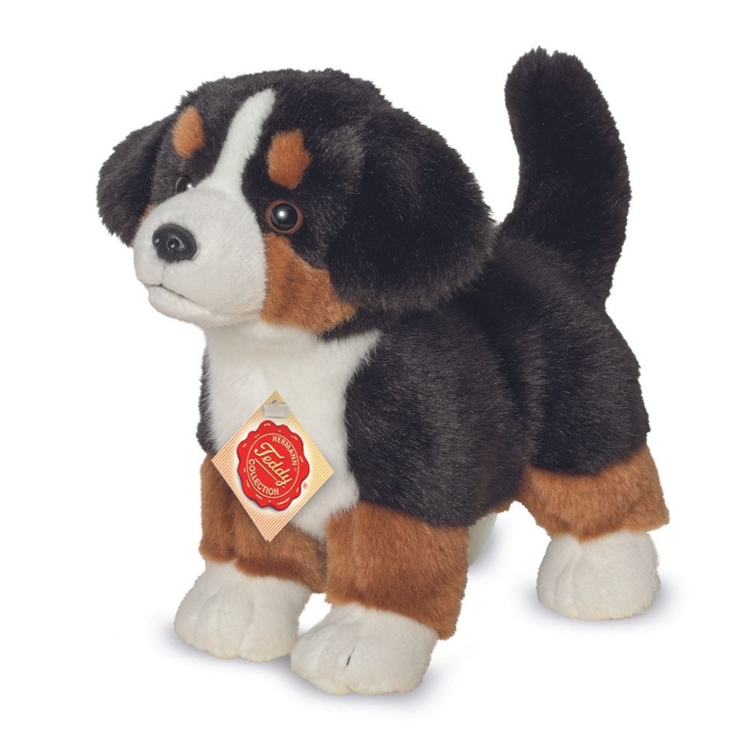 Berner Sennen hundehvalp bamse, står, ligner ægte lille hund, fra Teddy Hermann fås hos Nordic Simply