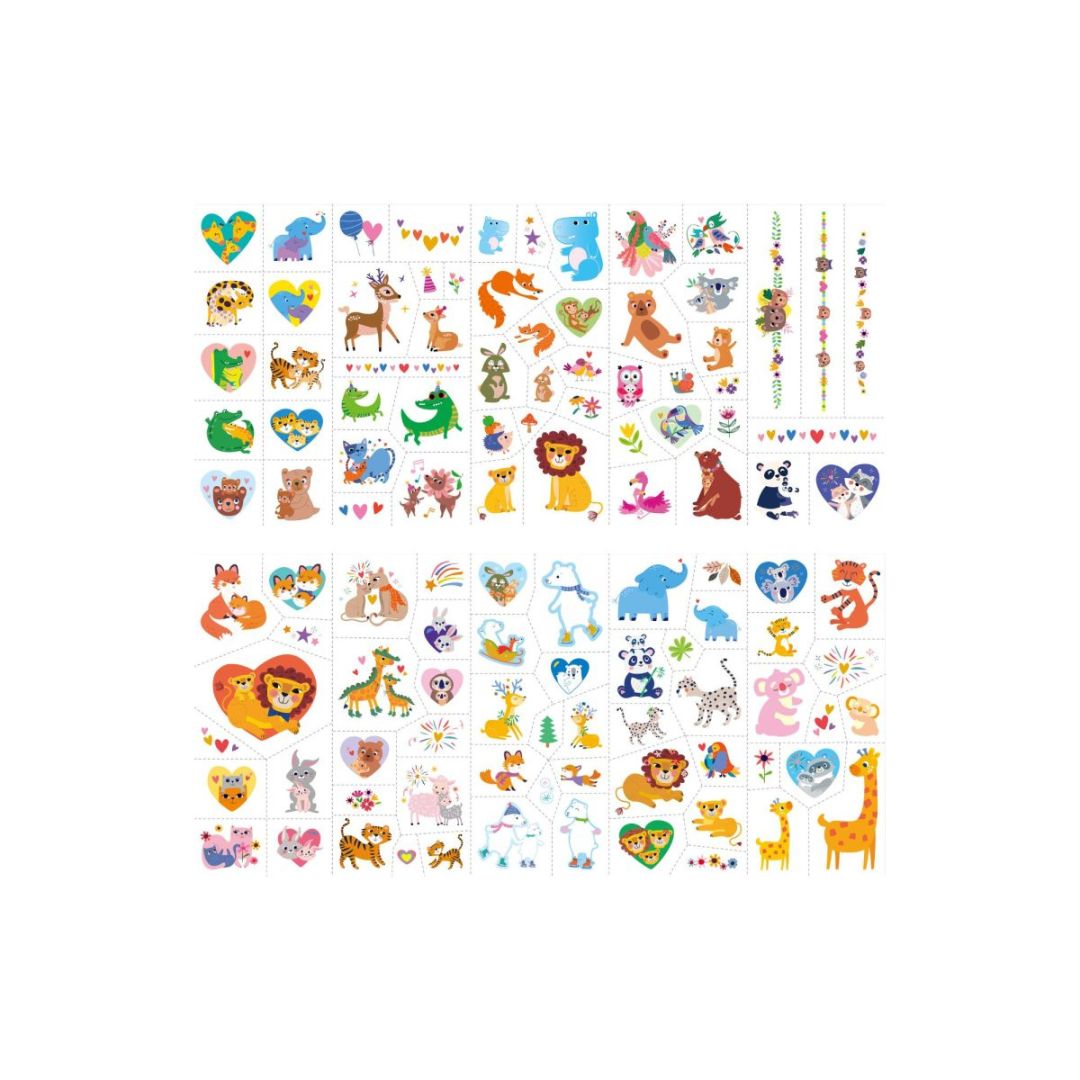 ark med ansigts stickers og tatoveringer med dyr fra Avenir fås hos Nordic Simply