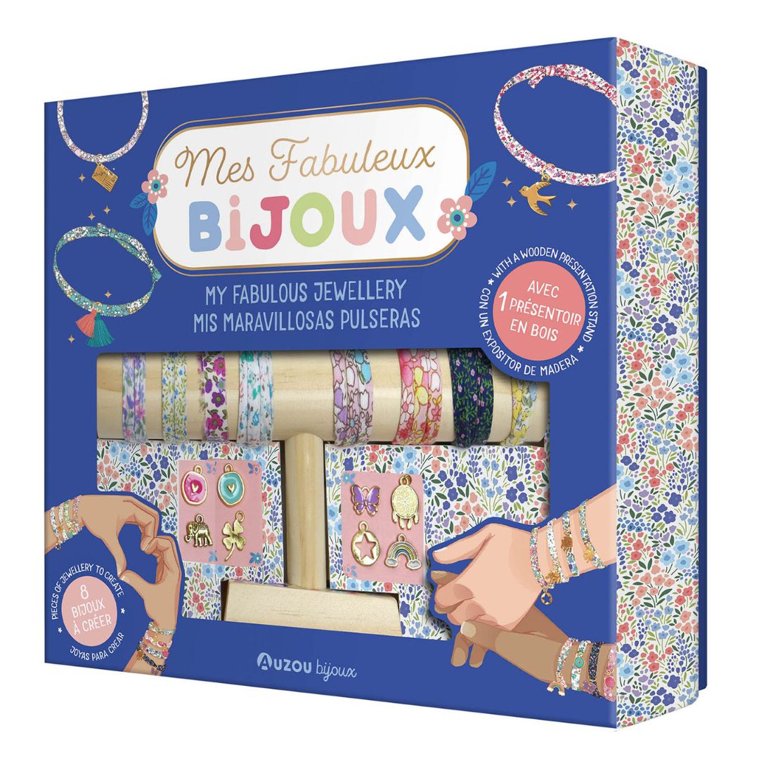Smykkesæt fra Auzou til børn: DIY stof armbånd med vedhæng.