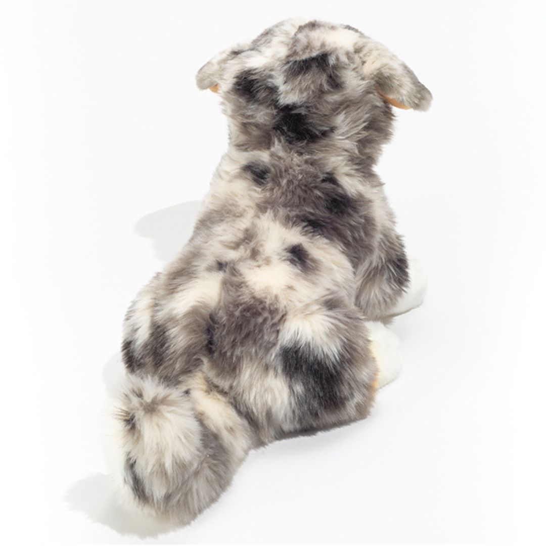 Australsk hyrdehund bamse fra Teddy Hermann, set bagfra, sød og blød bamsehund til børn, 35 cm