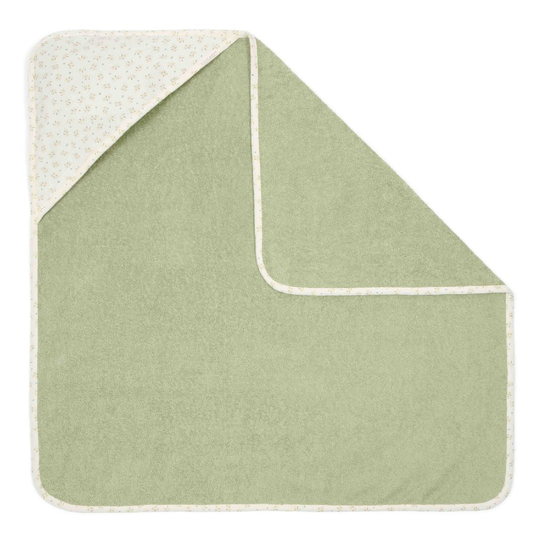 Badehåndklæde | Økologisk frotté, grøn til baby med hætte og blødt, behageligt design.