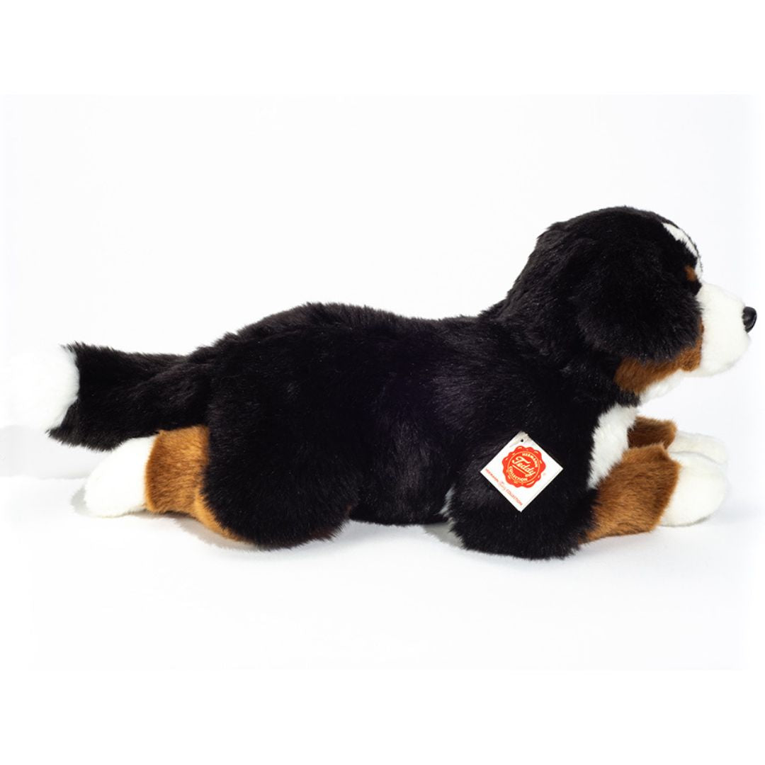 Stor blød Berner Sennen bamse hund, fra Teddy Hermann der ligger, fås hos Nordic Simply