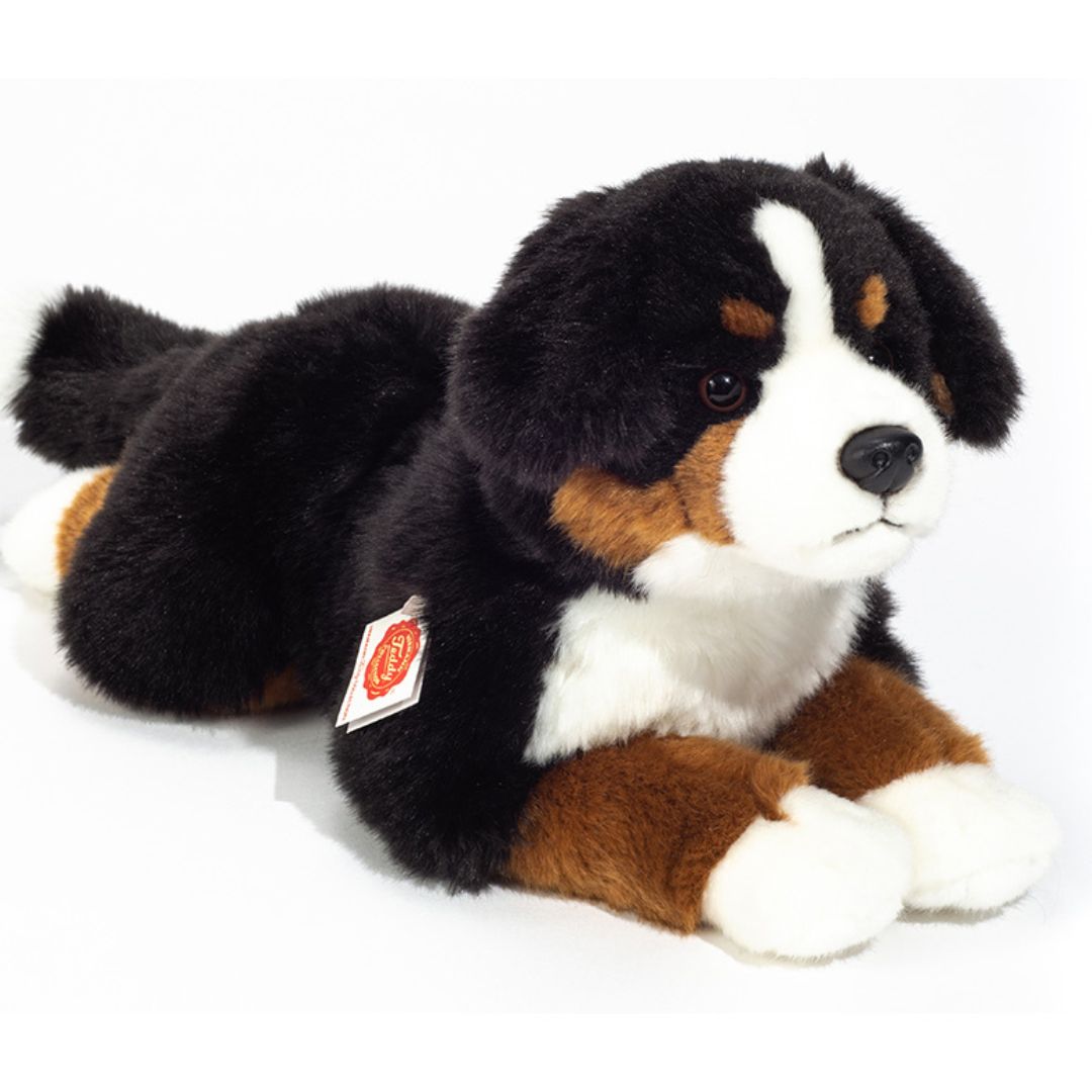 Stor blød Berner Sennen bamse hund fra Teddy Hermann kvalitetslegetøj siden 1912 til børn, fås hos Nordic Simply