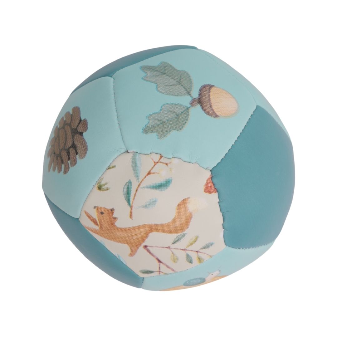 Bold til baby | Lille blå med søde dyremotiver, perfekt til leg og motorisk stimulering.