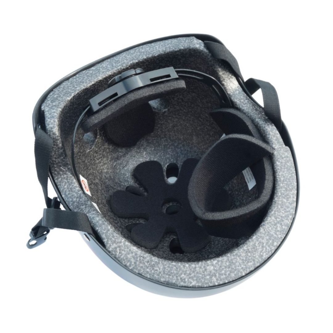 Cykelhjelm i træ look til børn 4-8 år set indeni, fås hos Nordic Simply