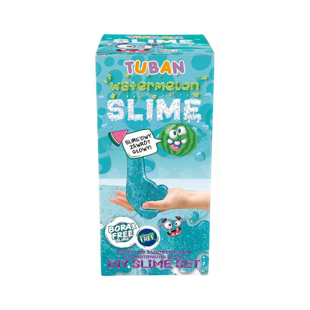 Æske med slim til børn, som de selv laver, DIY slim med vandmelon