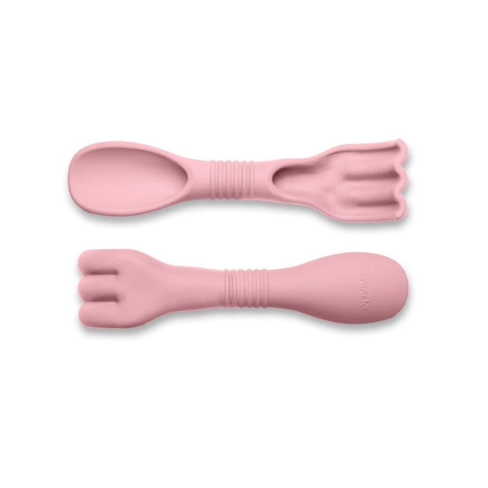 Rosa skovl og rive i ét, double-digger fra Scrunch, perfekt strandlegetøj til de små fra 1 år.