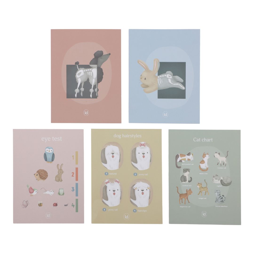 Farverige "røntgenbilleder" af hunde og katte, der følger med dyrlægeklink fra Little Dutch til sjov rolleleg for dit barn