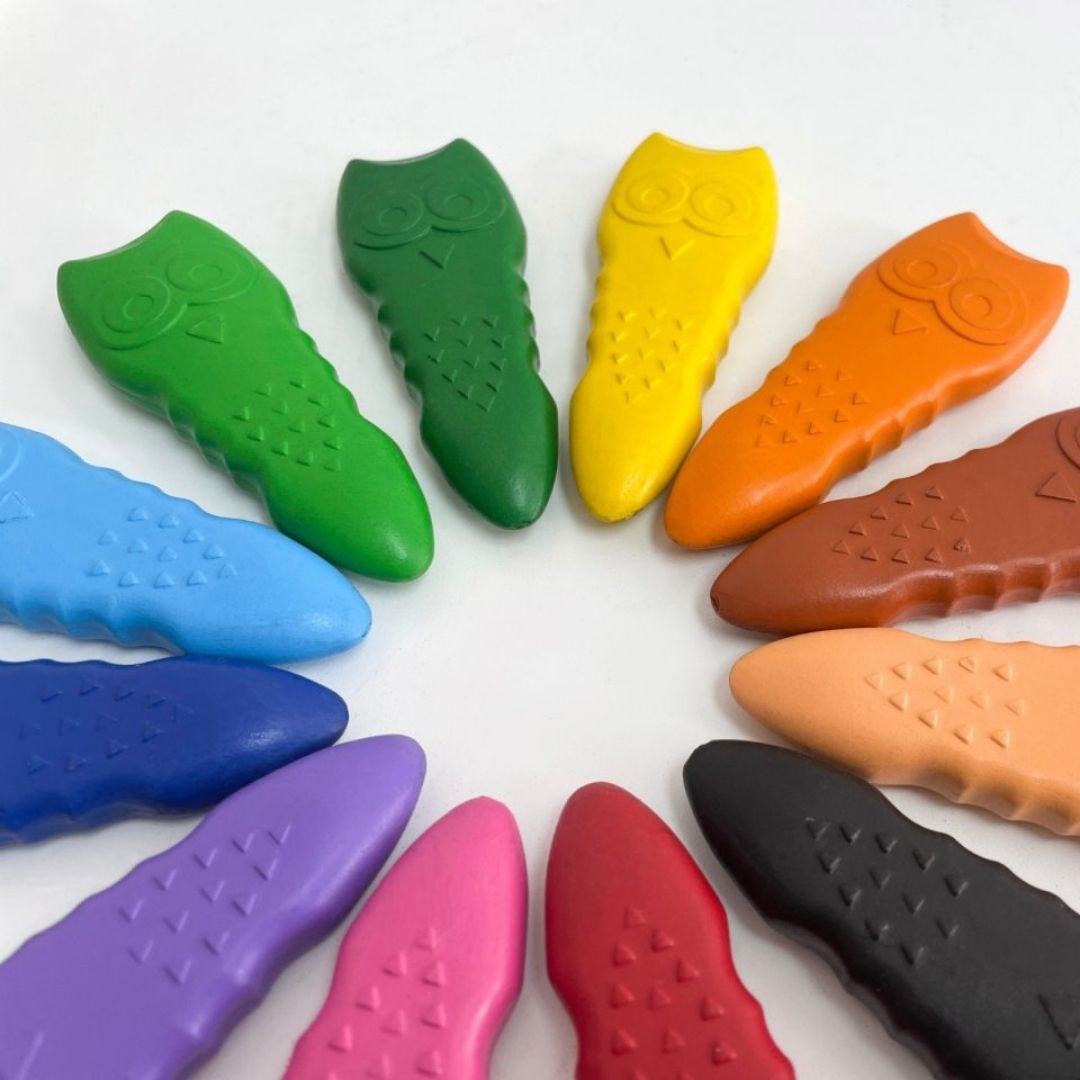 Haku Yoka sjove ugle farver - 12 farver lagt ud i cirkel