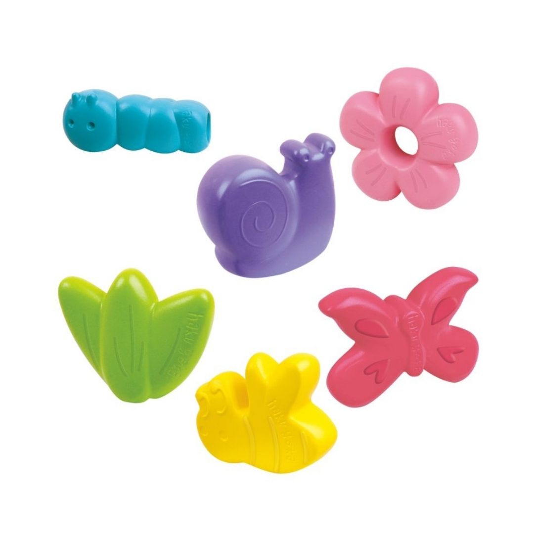 Mine første farver - I haven, 6 fingerfarver med motiver fra Haku Yoka ideelt til børn fra 18 måneder, fås hos Nordic Simply