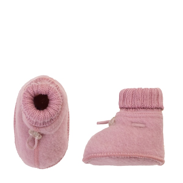 rosa futter til baby fra Joha med elastik, der kan strammes eller løsnes. Bløde babysko "sleeping booties".