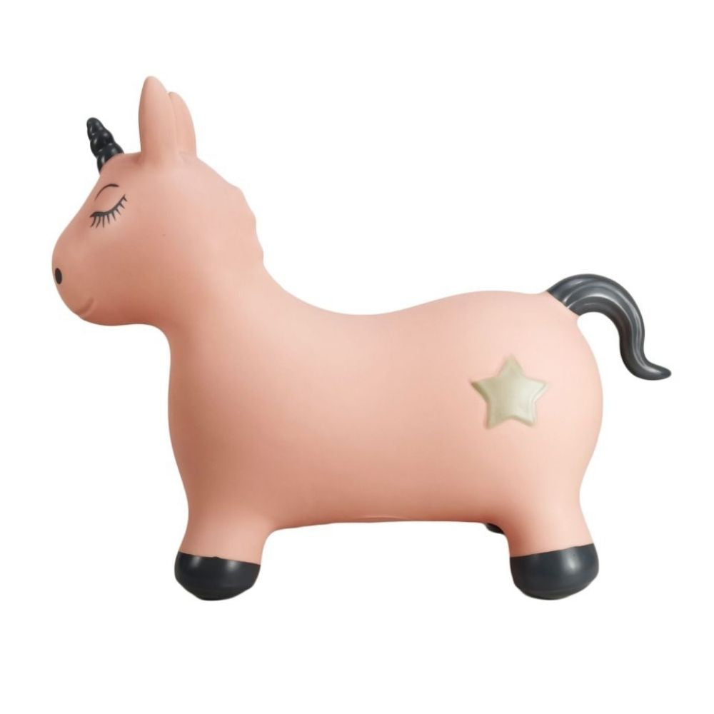 rosa enhjørning hoppedyr fra Find That Hippo set fra siden, fås hos Nordic Simply