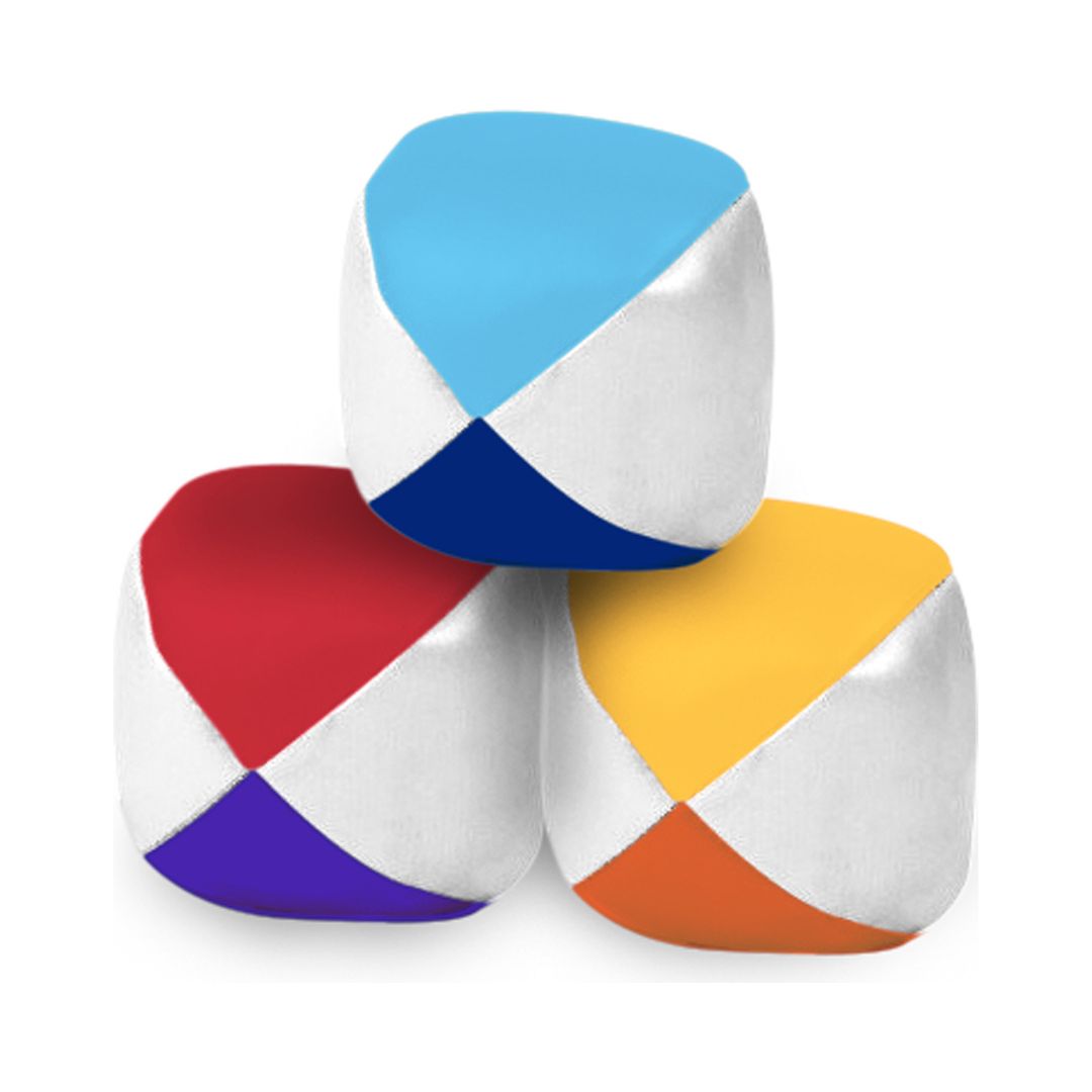 3 jonglørbolde i klare farver, stablet i trekant, gode til børn fra 5 år og op fra Vilac fås hos Nordic Simpy