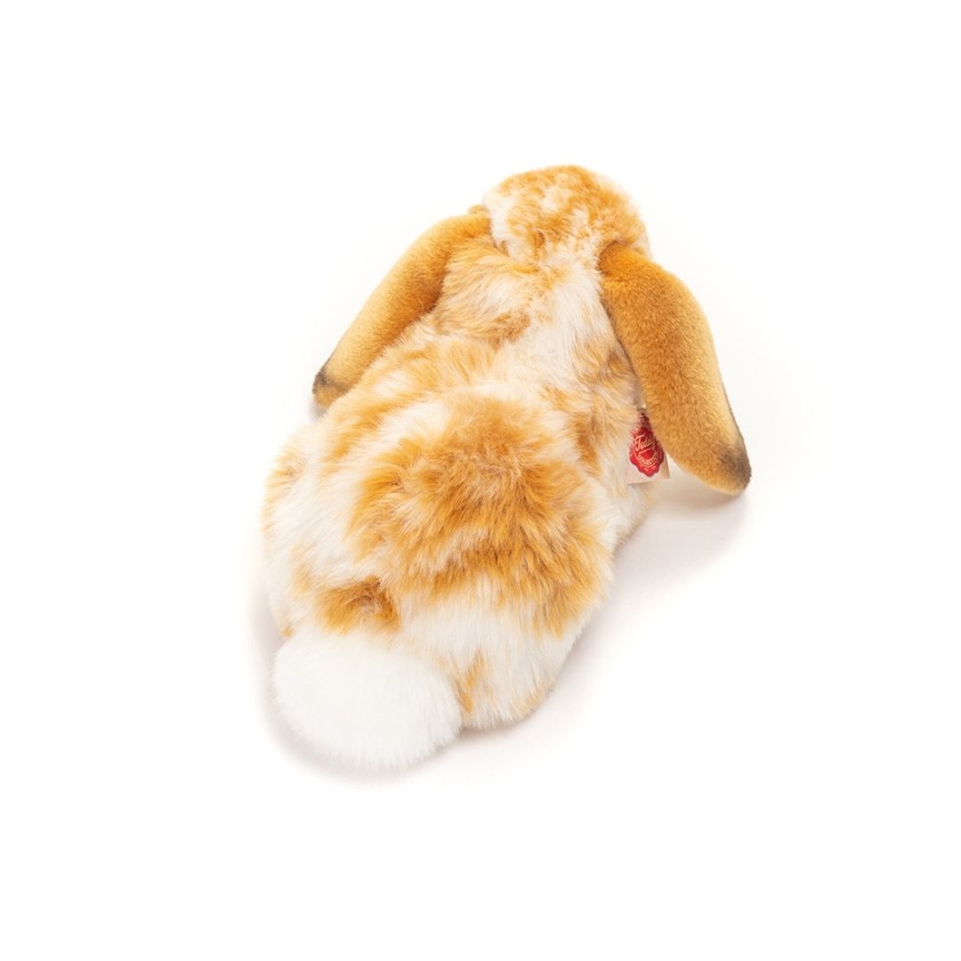 Brun-hvid vædder-kanin bamse, set bagfra, ligner ægte kanin fra Teddy Hermann