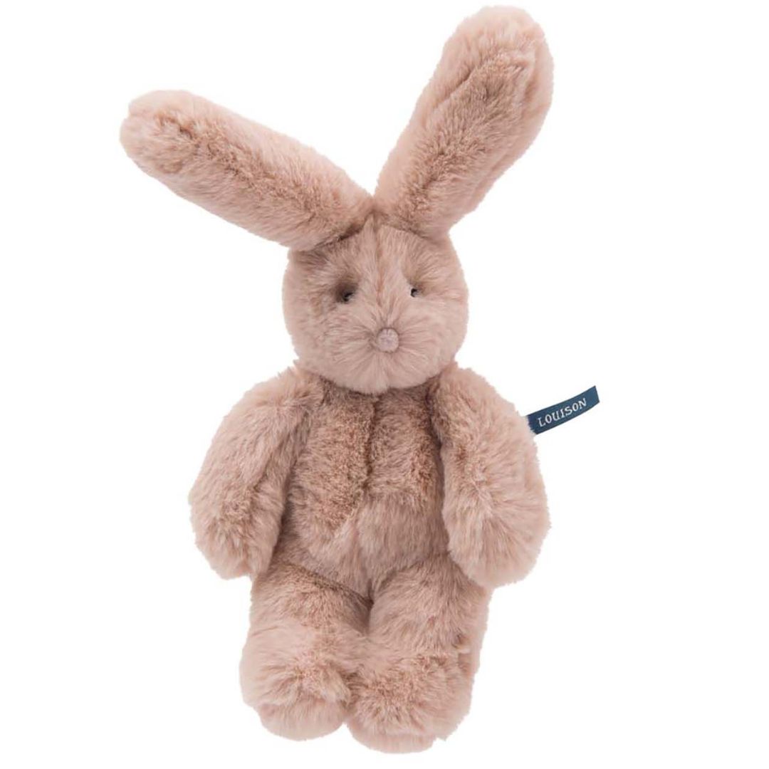 Rosa kaninbamse med blød øko-tex® certificeret pels og lange ører i høj kvalitet fra Moulin Roty, godkendt fra 0 år. Perfekt som barselsgave fås hos Nordic Simply