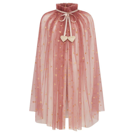 Lang rosa kappe i tyl med bindebånd i satin, knaplukning og små guldstjerner, smuk udklædning i høj kvalitet, til børn fra 3 år og op, fra Mimi & Lula fås hos Nordic Simply