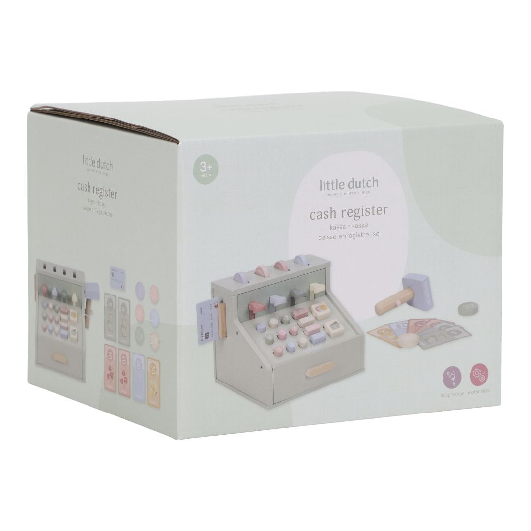 Kasseapparat i træ fra Little Dutch, perfekt til rolleleg og butiksleg for børn. Kreativ leg med detaljeret design.