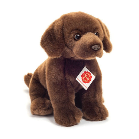 Labrador hvalp, bamsehund i brun, der sidder ned fra Teddy Hermann fås hos Nordic Simply