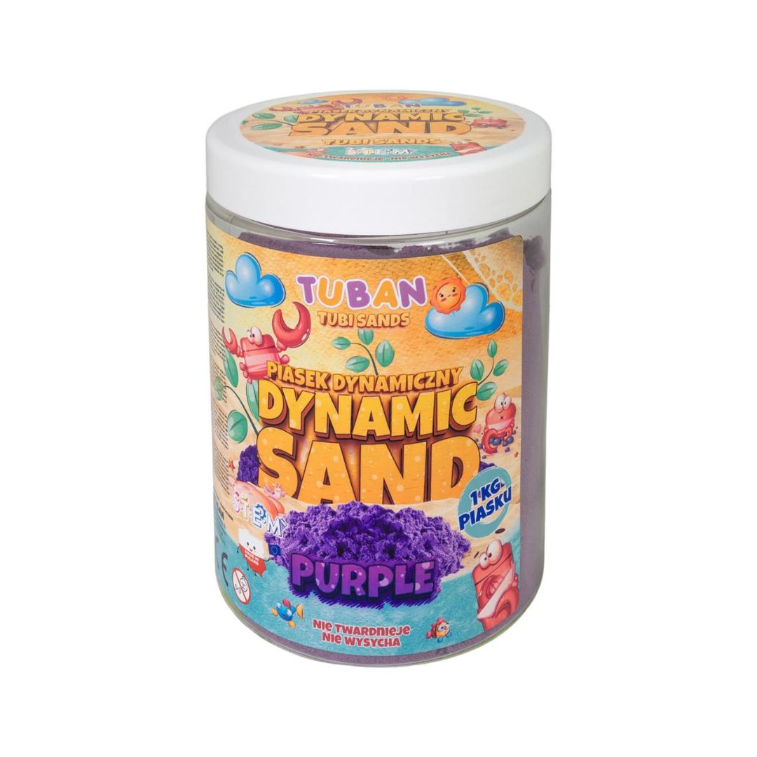 Lilla legesand i rund bøtte fra Tuban. Dynamic sand til sanseleg