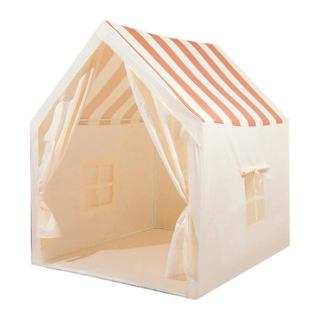 Legetelt stort, beige med stribet tag - skønt lege-telt til børn, leg med fantasi.