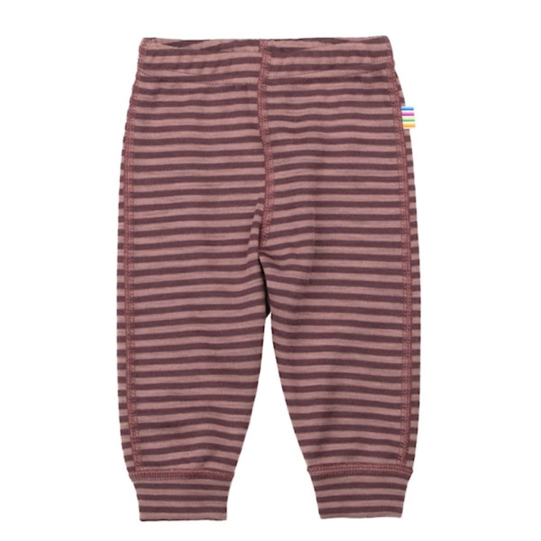bordeaux og rosa stribede leggings fra Joha i merinould til tumling og barn