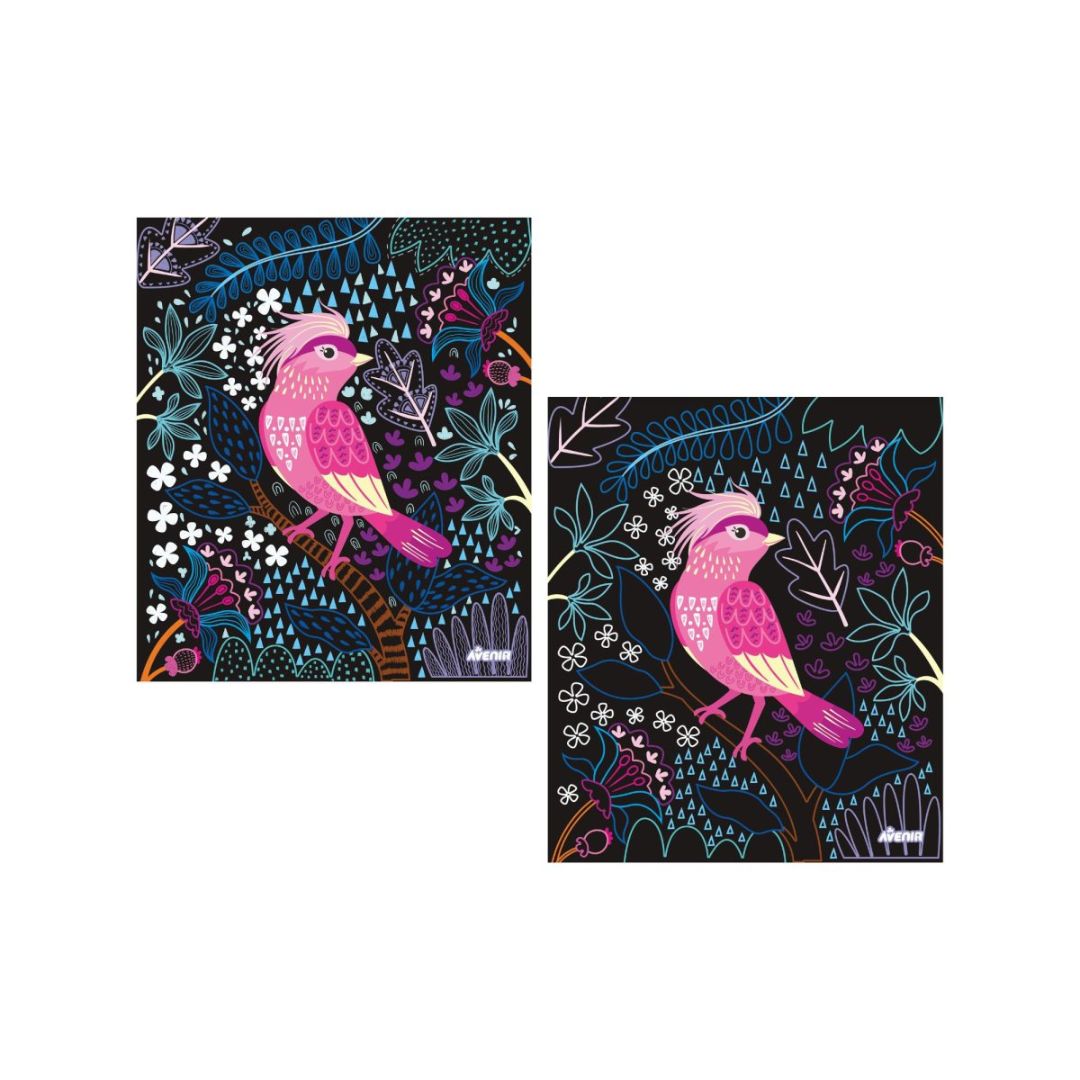 scratch ark med fugl til lysboks lav selv til børn - kreativt legetøj til store børn fra Avenir, fås hos Nordic Simply