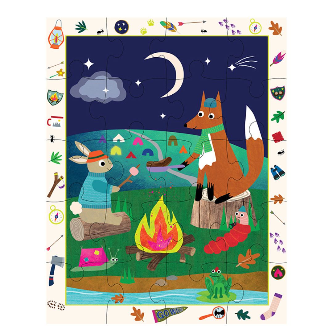 Puslespil i magnetisk multilegesæt med camping og ferie godt legetøj til rejse med forskellige kreative aktiviteter til børn fås hos Nordic Simply