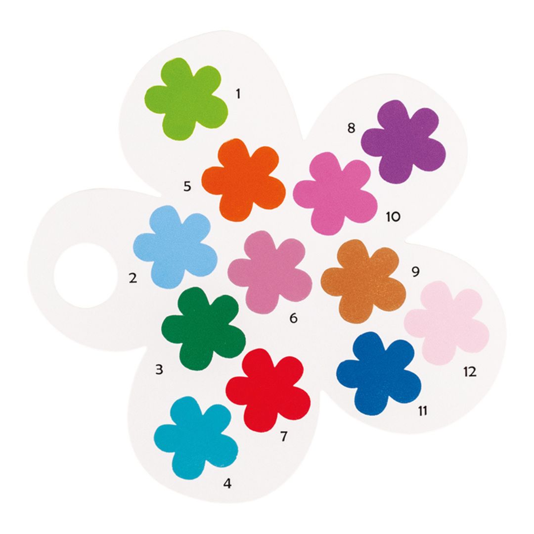 Farvepalette i mal efter tal malebog med eventyr, til børn fra 5 år, god til kreativ leg og fordybelse på ferie og rejser