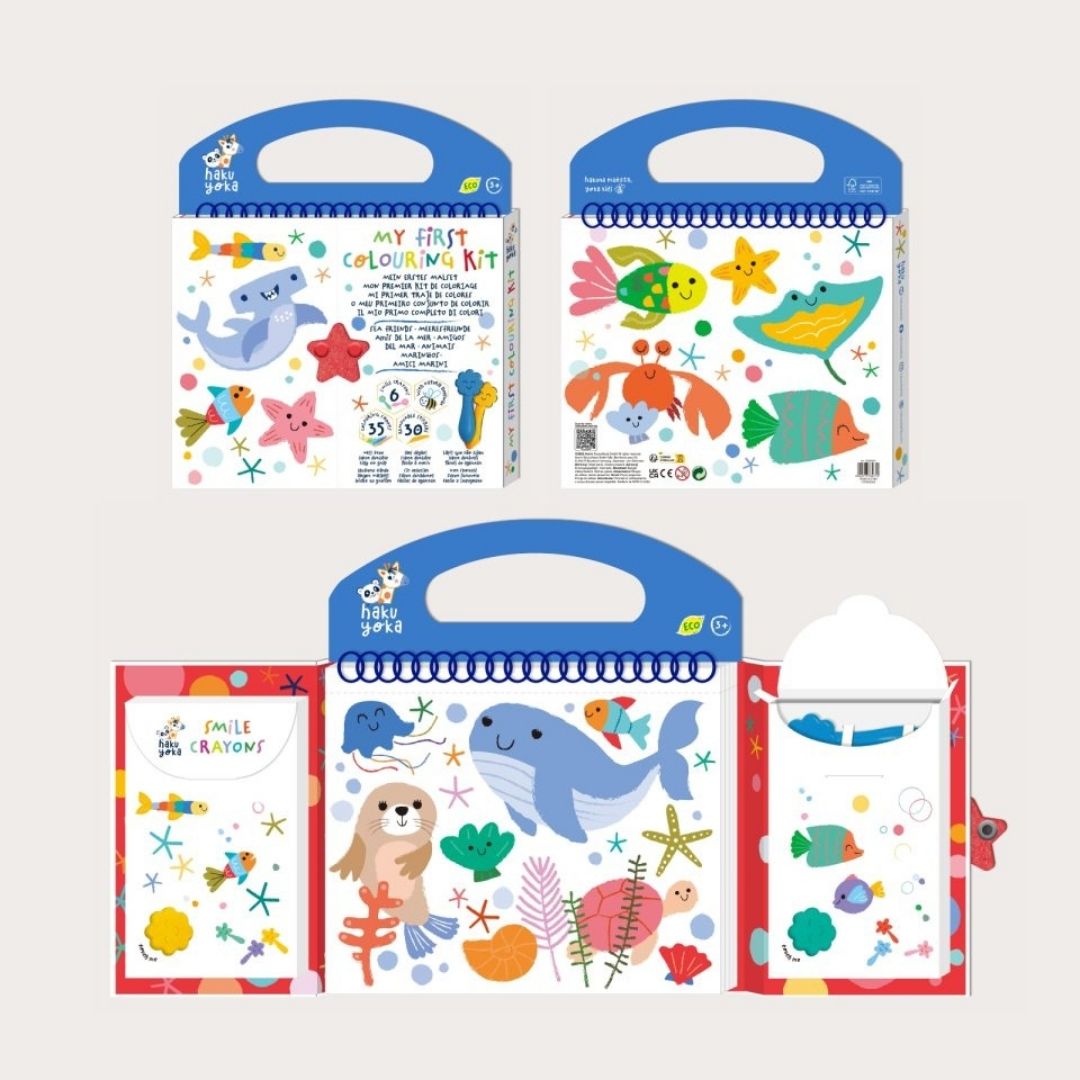 Mit første malesæt - Havet: Farverige klistermærker og havdyr illustrationer for børn fra 3 år hos Nordic Simply