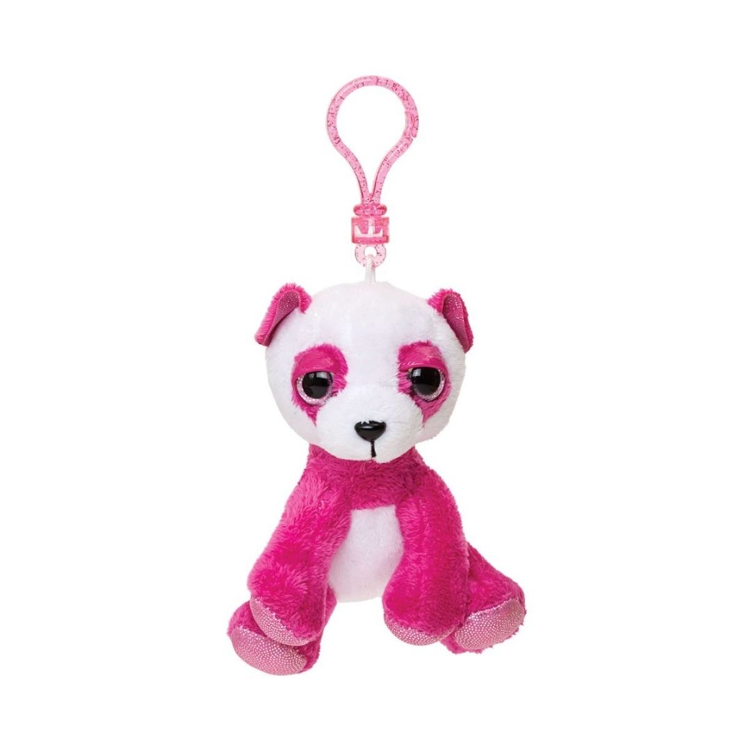 Nøglering med en sød pink bamse til skoletasken, perfekt til børn i alderen 6-12 år.