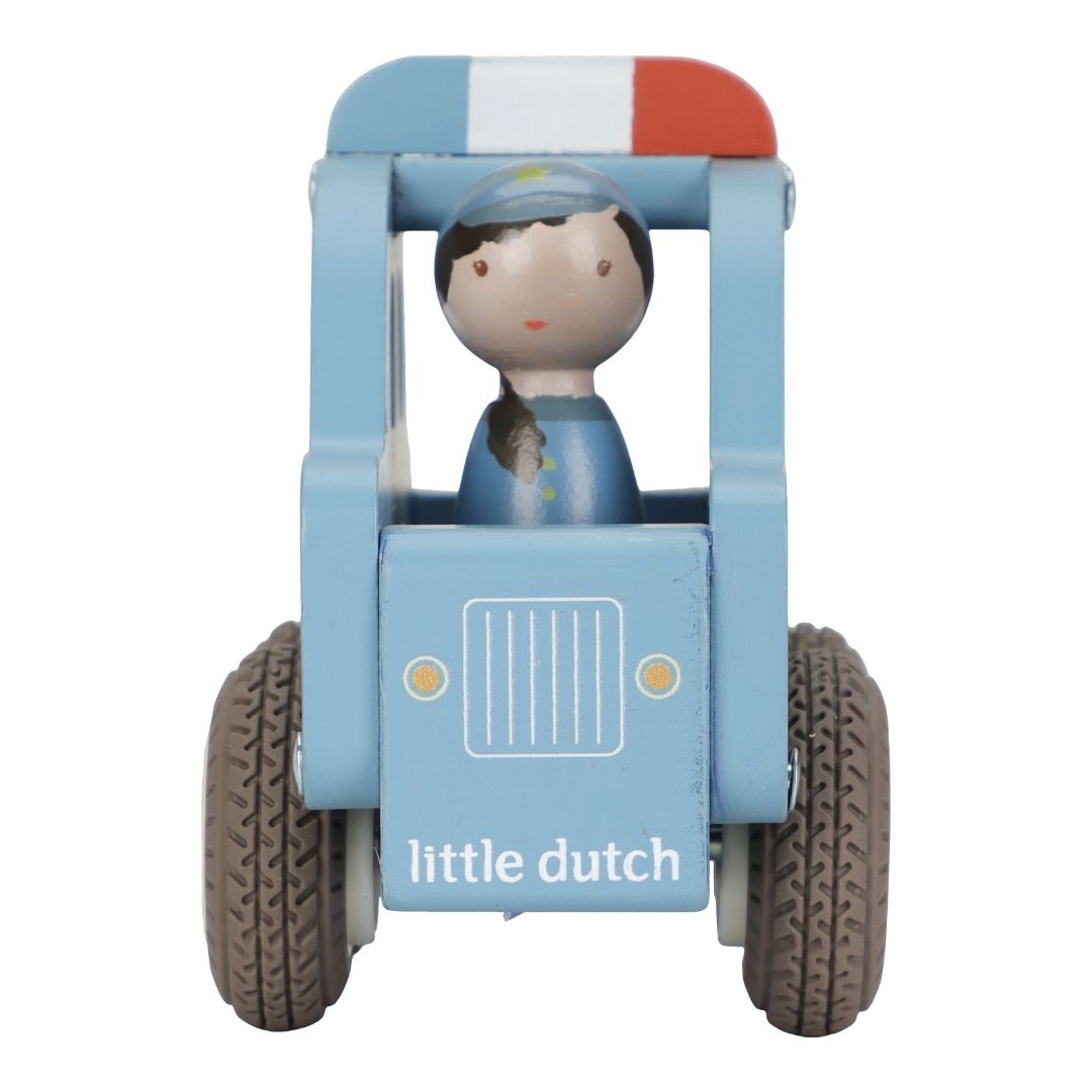 Politibil med træfigur fra Little Dutch, perfekt til sjov rolleleg og spændende biljagter.