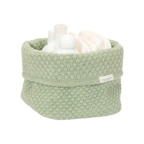 Lille grøn puslekurv med bleer, fra Little Dutch, øko-tex certificeret, perfekt til puslepladsen.