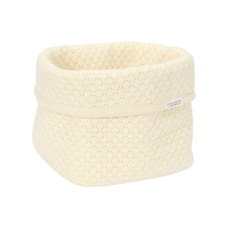 Lille hvid puslekurv fra Little Dutch, øko-tex certificeret, perfekt til opbevaring af bleer og babyprodukter.