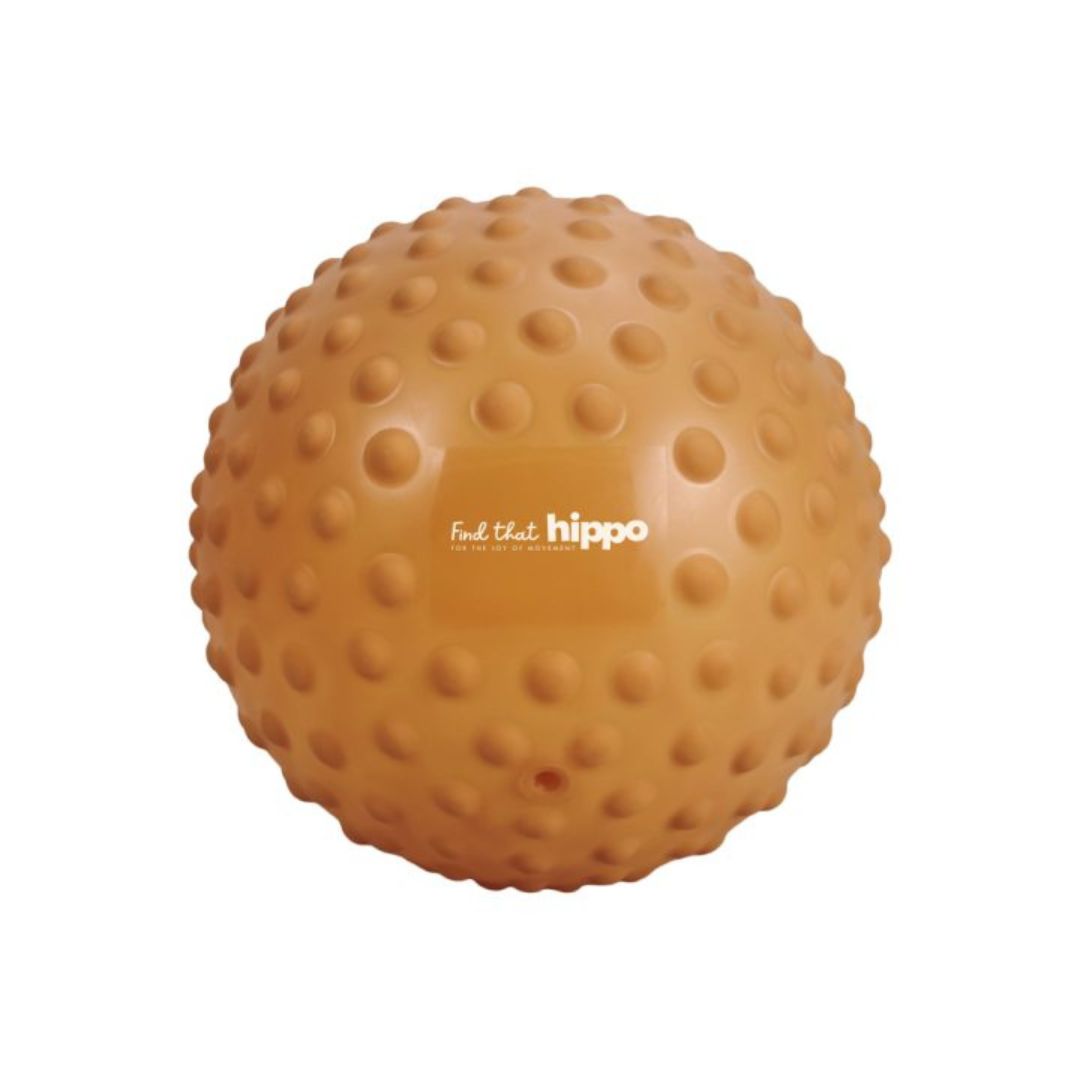 Orange sansebold med nopret overflade til motorik og sansestimulation for børn