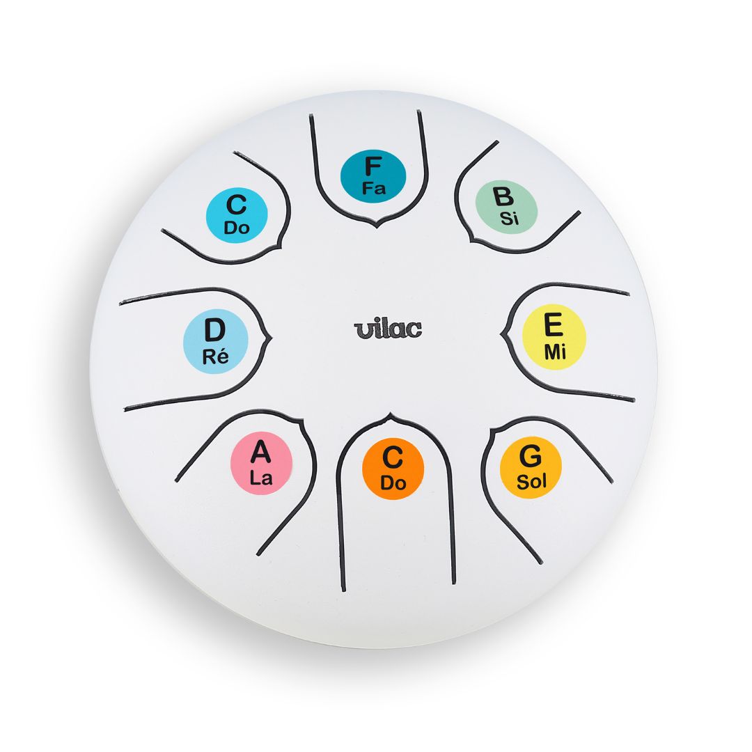 Lille hvid tungetrommer, 16 cm med 8 toner fra Vilac.