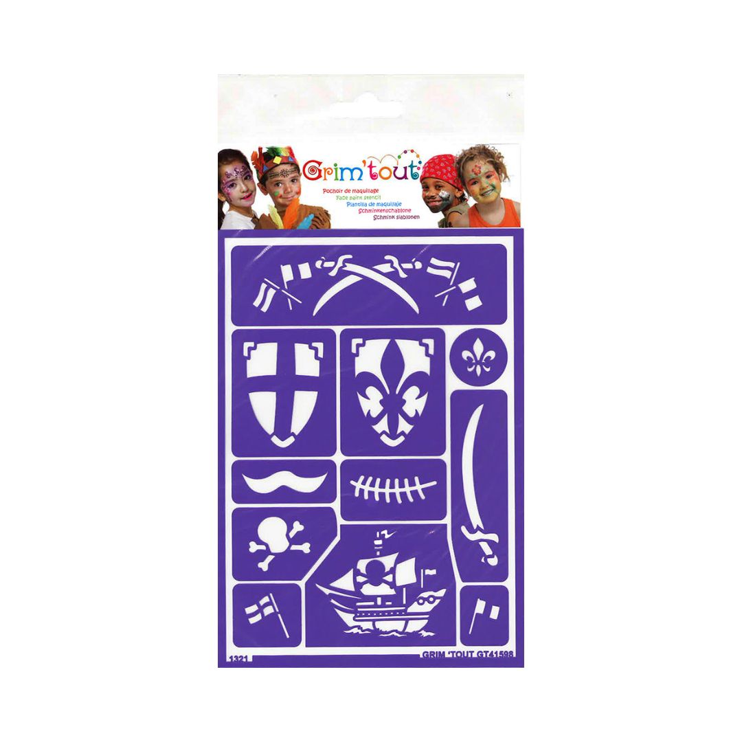 Skabelon til ansigtsmaling vær sej pirat eller modig ridder, til ansigtsmaling på få minutter fra Grim'Tout fås hos Nordic Simply