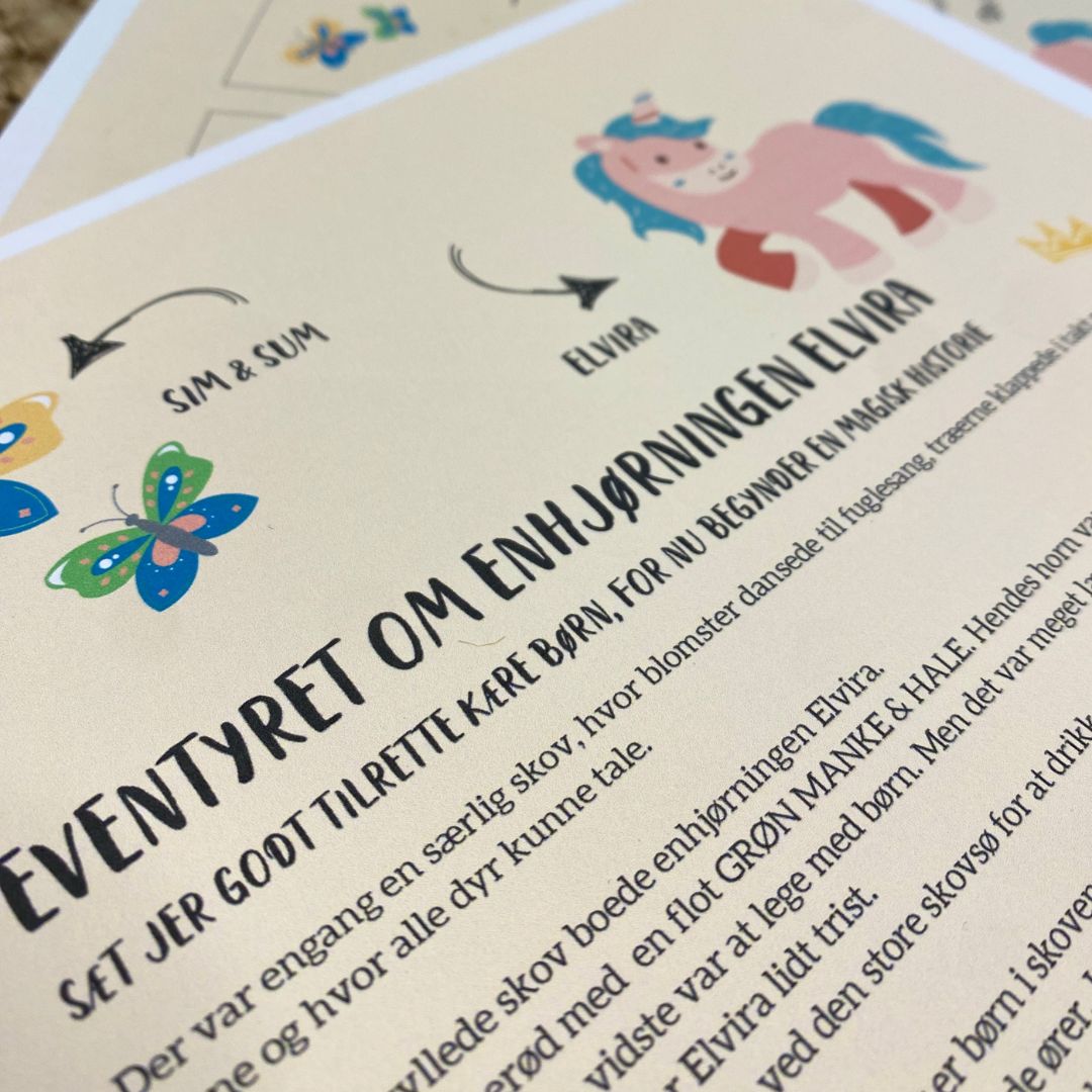 Udsnit af historie til eventyr skattejagt print-selv til børn hos Nordic Simply