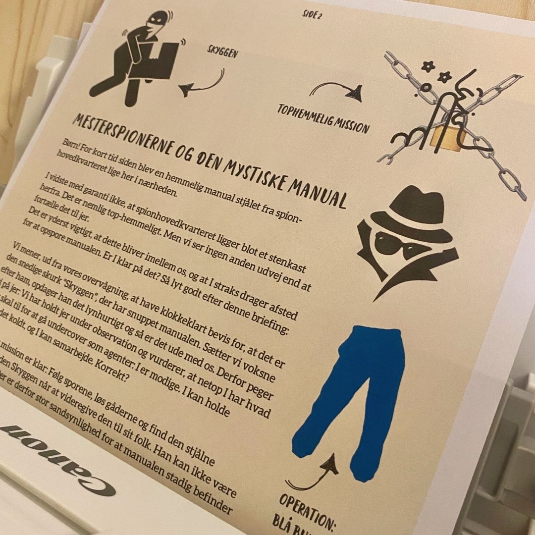 Spion-skattejagt for børn, i print selv udgave, fås hos Nordic Simply