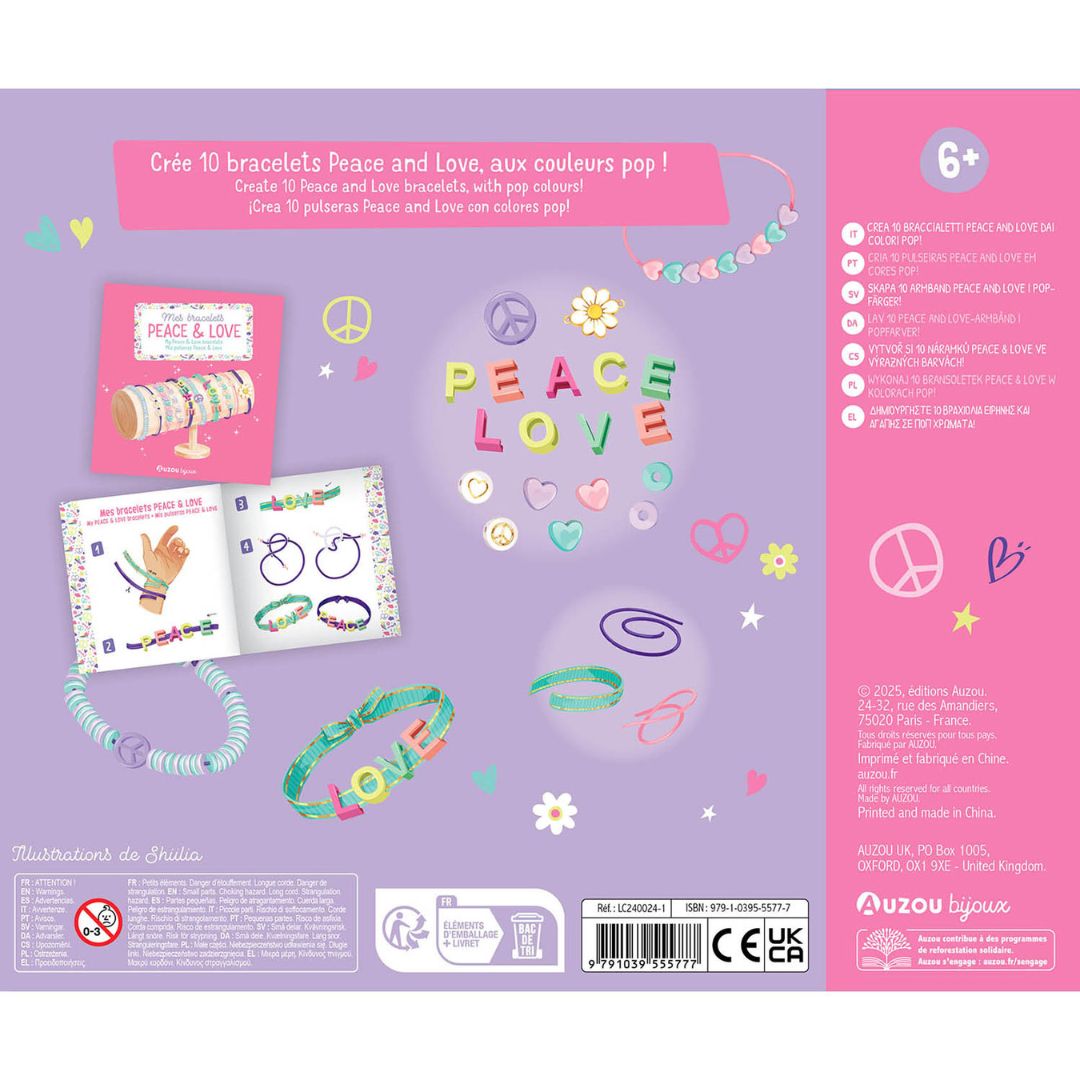 Smykkesæt - Skab 10 peace & love armbånd