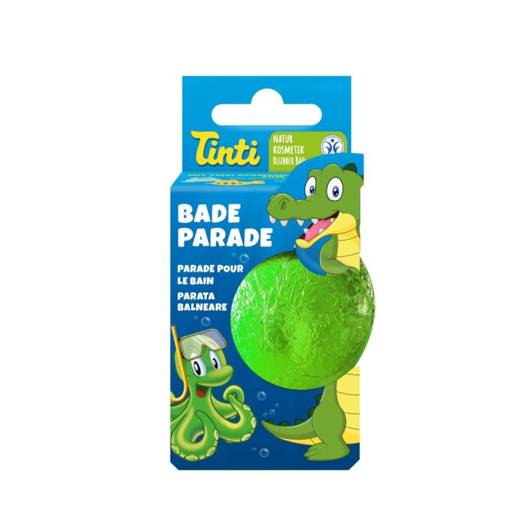 Grøn Badeparade tryllekugle til sjovt bad for børn fra 3 år og op, fås hos Nordic Simply