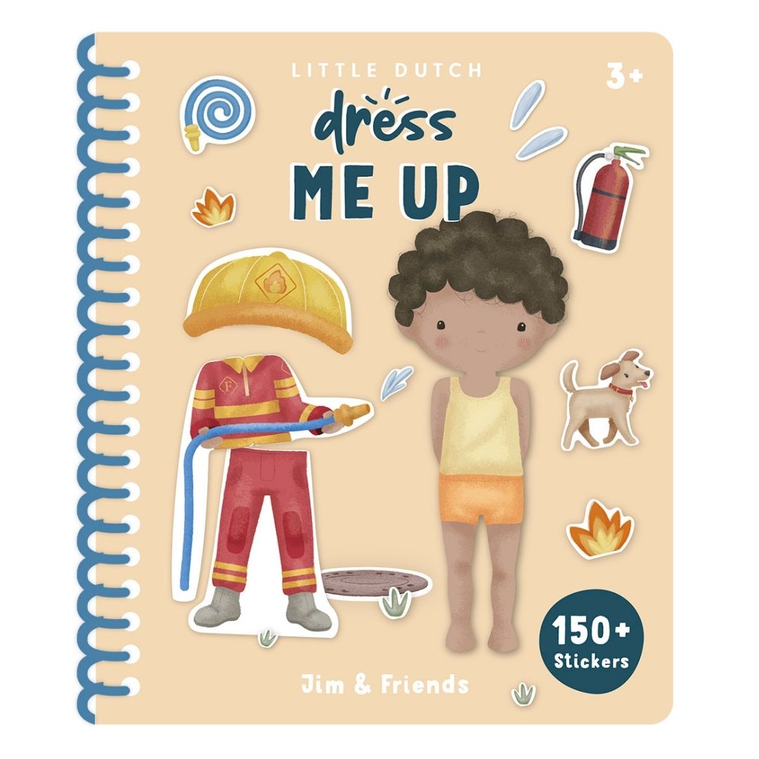 Udklædningsbog til børn med drengen Jim og venner, med 150 stickers til at sætte i fra Little Dutch, fås hos Nordic Simply