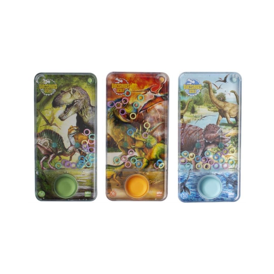 3 små dino vandspil, se om du kan få alle ringene på plads, dyst alene eller mod venner, fint lille rejsespil fra Magni