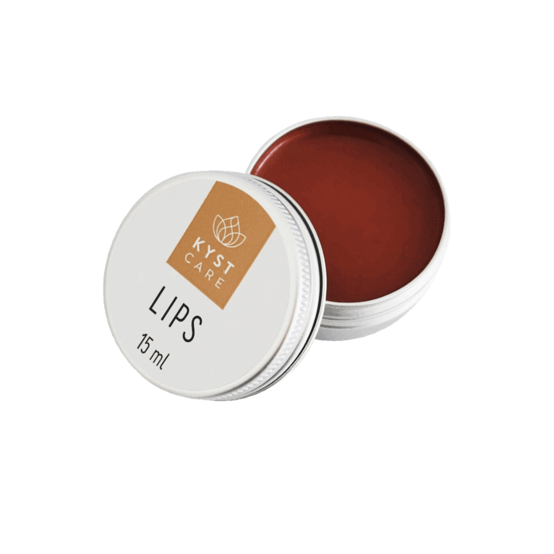 Lips rød læbebalsam i lille bøtte dansk hudpleje fra Kyst Care fås hos Nordic Simply