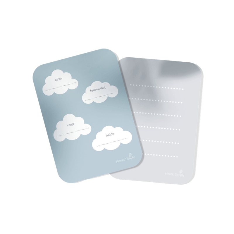 milepælskort til baby i blå farver fra nordicsimply