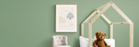 fødselsplakat til børneværelset med bjørn personlig med navn fra Nordic Simply