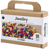 sæt med træperler i klare farver til kreativ leg til børn fra 3 år og op
