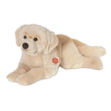 Golden Retriever bamse lys, 60 cm - en blød og krammevenlig bamse til leg, ligger ned.