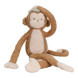 stor brun abe bamse XL med lange arme og lange ben, sidder på hvid baggrund, sød krammebamse til børn fra 0 mdr. Little Dutch Safari kollektion.